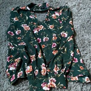 Green flower blouse